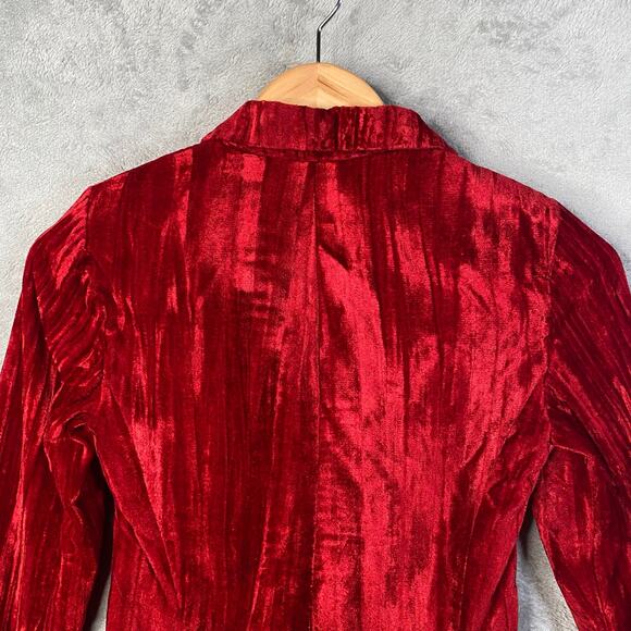 Vintage Y2k Velvet Blazer Jacket Small Indie Grunge Whimsigoth Party Holiday - Picture 6 of 15
